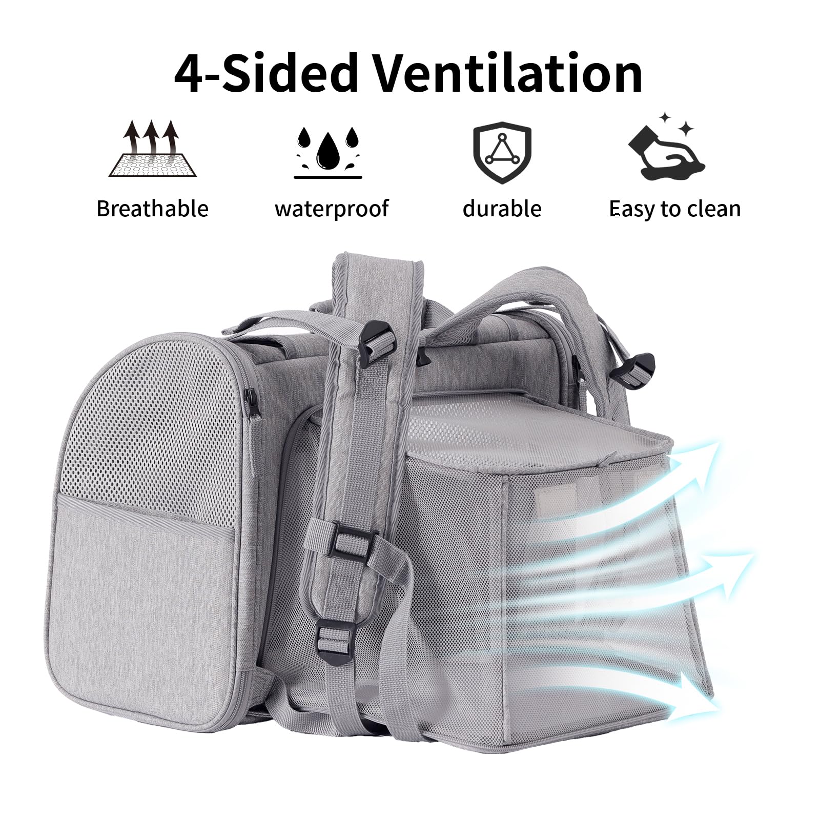 FUKUMARU | Expandable Cat Backpack Carrier - Grey - Image 7