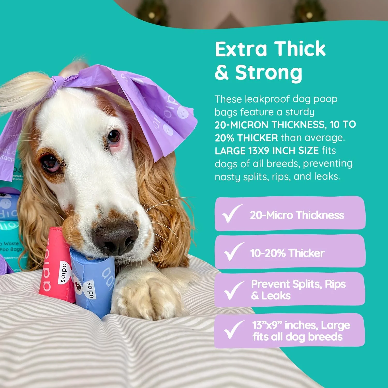 Adios Plastic | 🌈 Rainbow Compostable Poo Bags - 120 Bags (8 Rolls) - Image 4