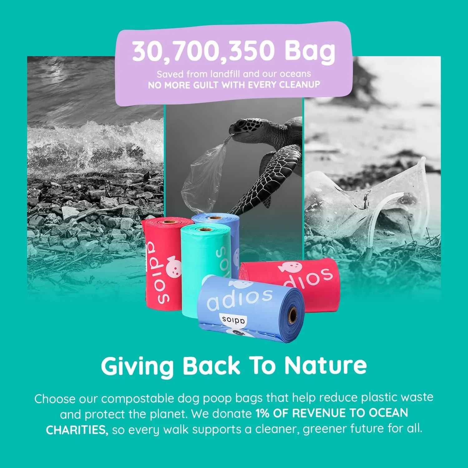 Adios Plastic | 🌈 Rainbow Compostable Poo Bags - 120 Bags (8 Rolls) - Image 5