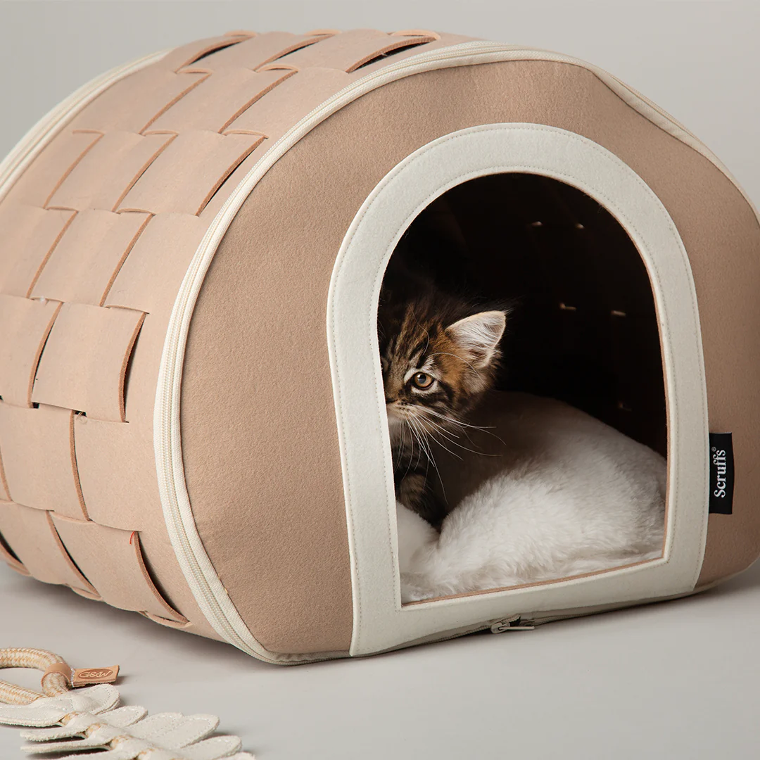 Scruffs | Stockholm Felt Cave Cat Bed - Tan - Image 5