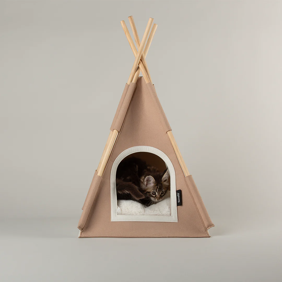 Scruffs | Stockholm Felt TeePee Cat Bed - Tan - Image 3