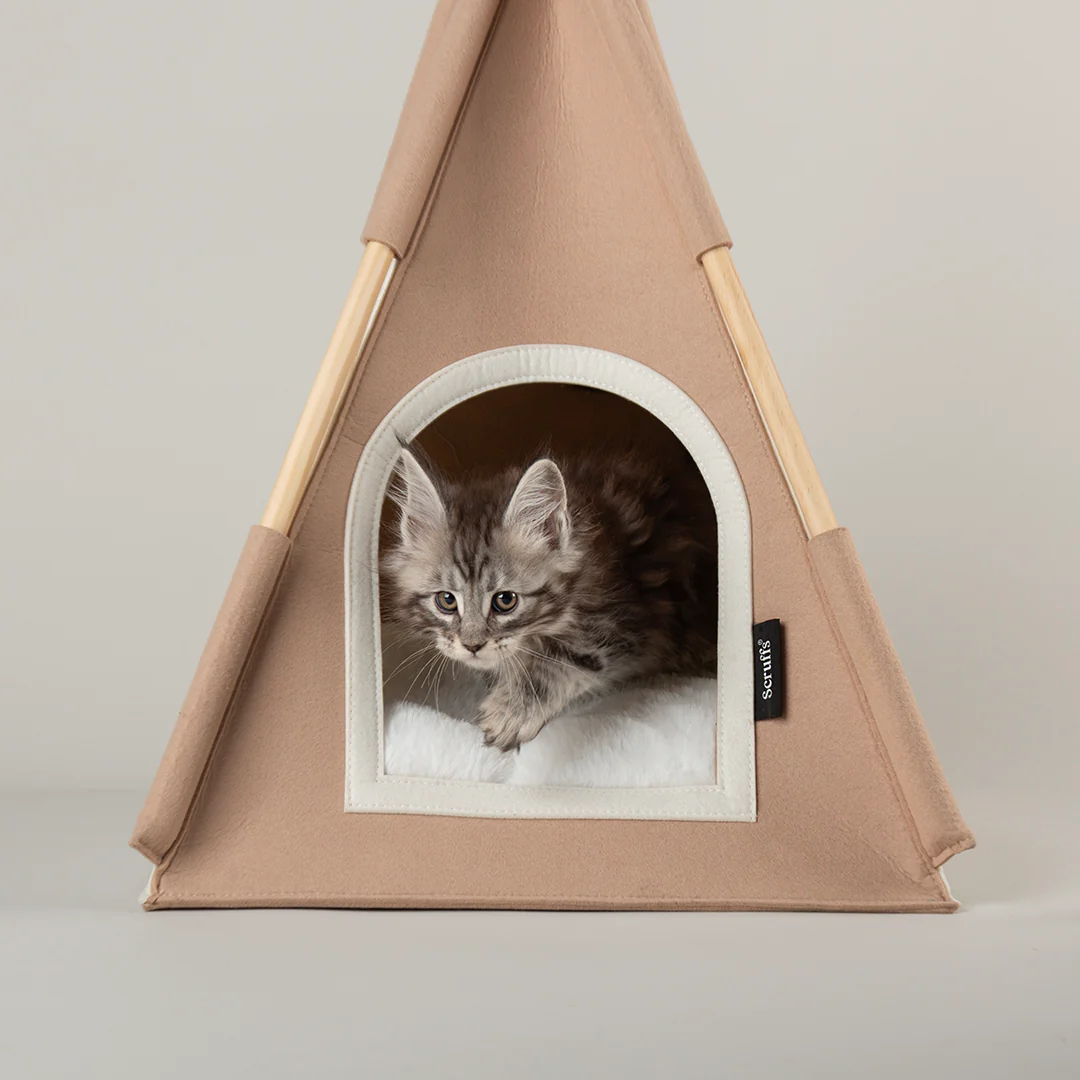 Scruffs | Stockholm Felt TeePee Cat Bed - Tan - Image 4