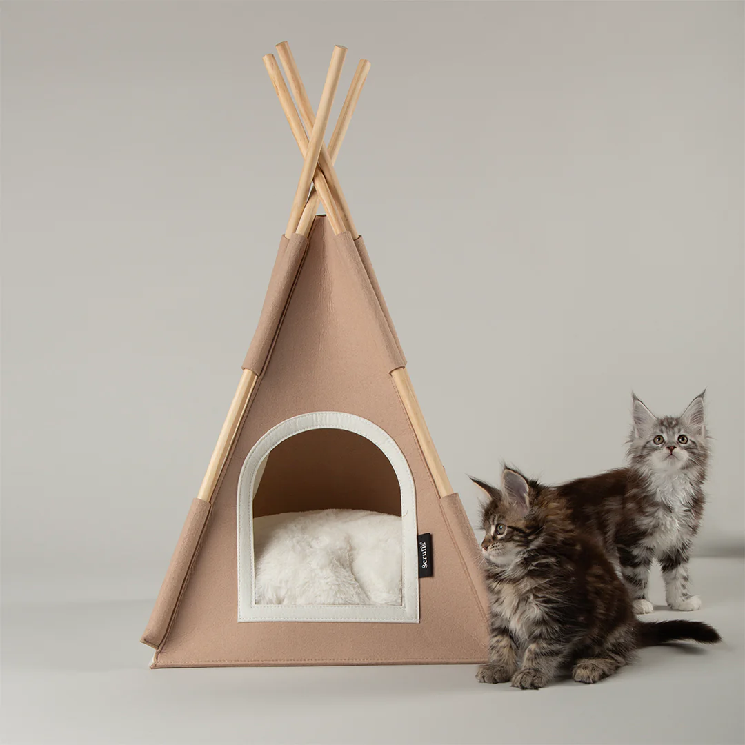 Scruffs | Stockholm Felt TeePee Cat Bed - Tan - Image 7